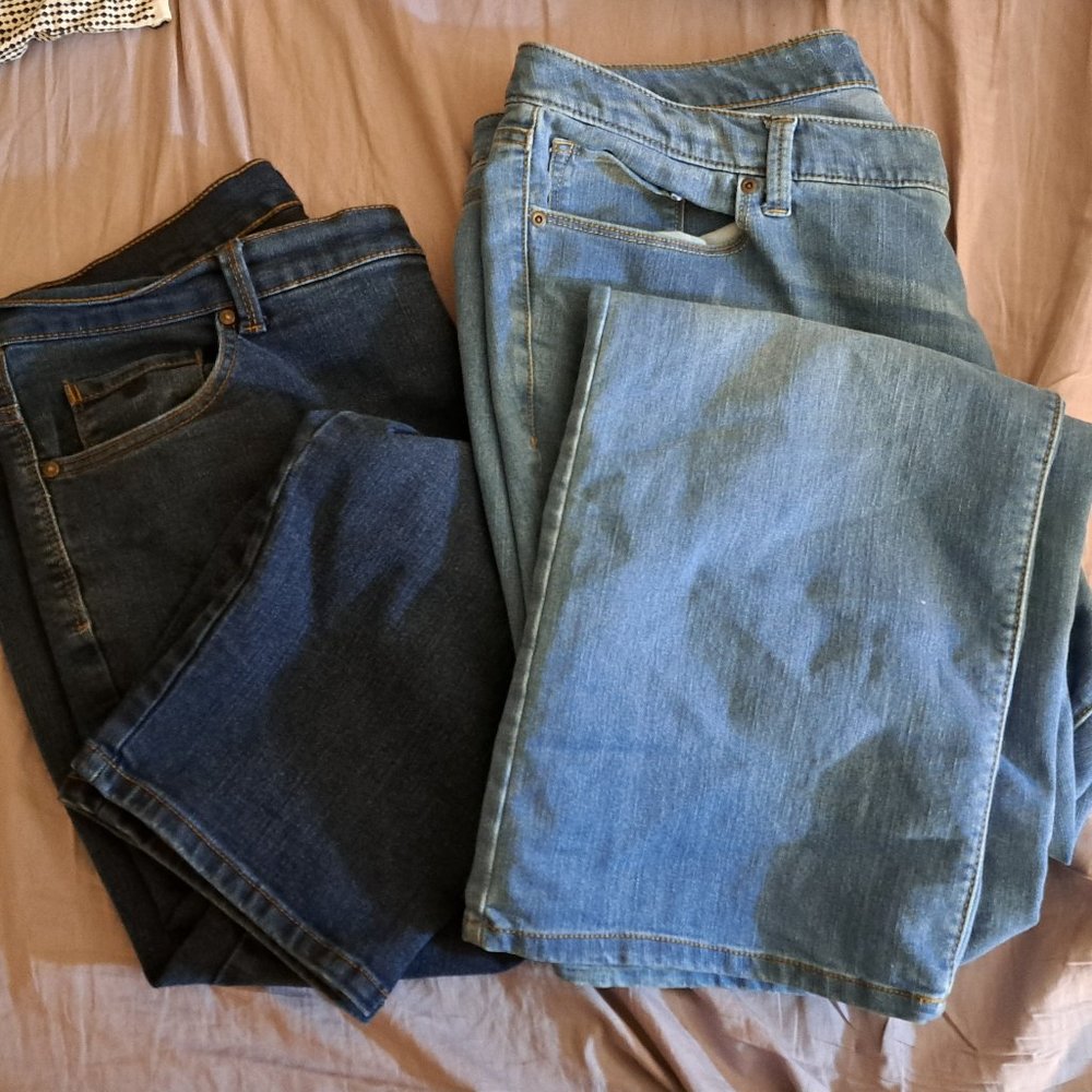 2 - Pairs Women's 18W Jean Lot Bundle Gloria Vanderbilt Sonoma Boot Cut Amanda